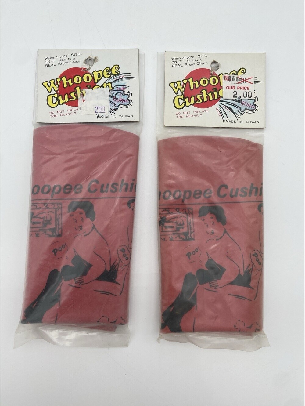 Whoopee Cushions Pair of Vintage Fart Noise Prank Toys - New Old Stock
